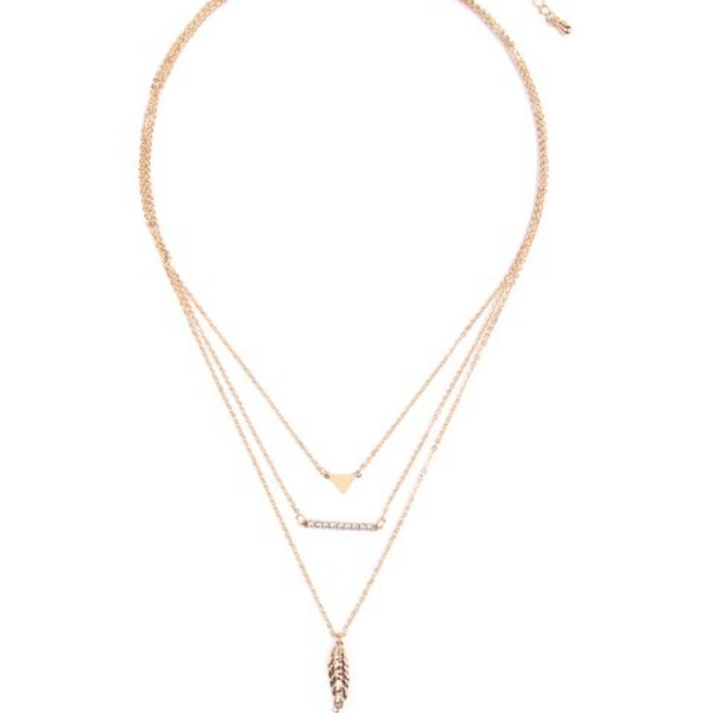 Goldtone Geometric Layer Pendant Necklace